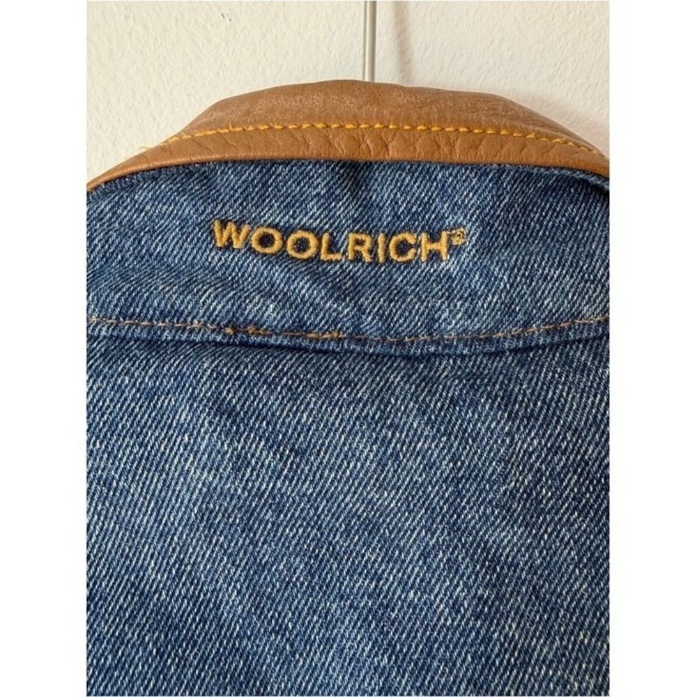 Vtg Woolrich Blanket Lined Denim Jacket Southwestern Barn Chore Aztec Trucker‎ M - Picture 8 of 10